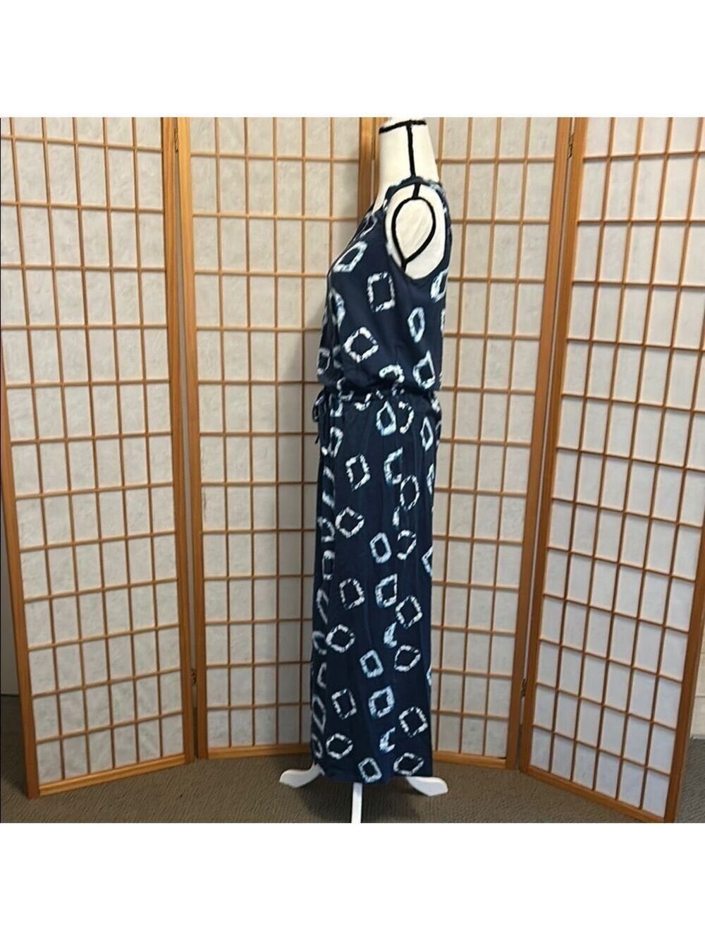 Jones New York (L) Navy and White Sleeveless Maxi Dress - Picture 5 of 5